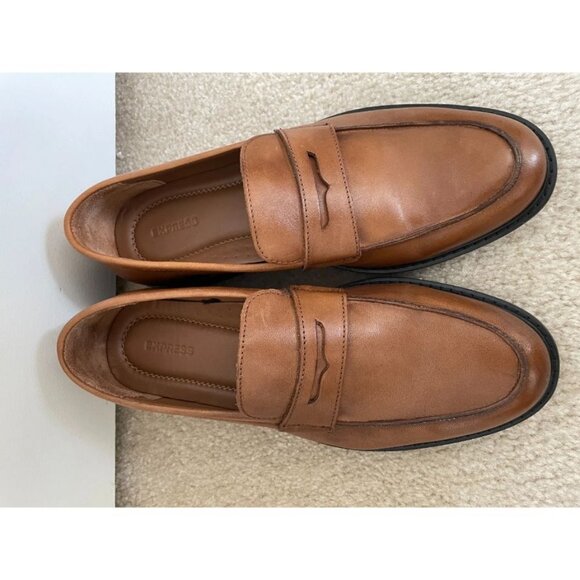 Express Brown Faux Leather Penny Loafers Size 10 main image 5